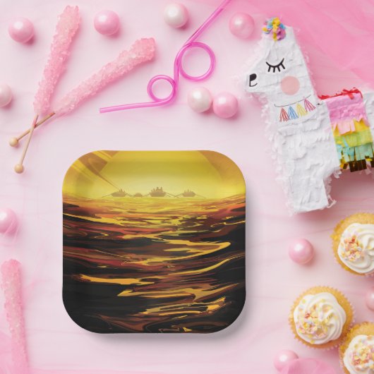 惑星サターンのタイタン最大の月 ペーパープレート (パーティー)