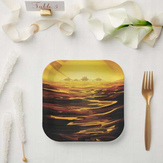 惑星サターンのタイタン最大の月 ペーパープレート (ウェディング)