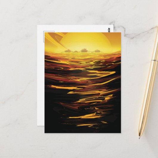 惑星サターンのタイタン最大の月 ポストカード (正面/裏面インサイチュ)