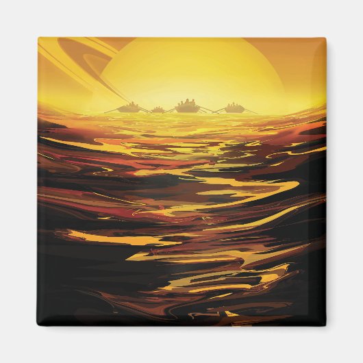 惑星サターンのタイタン最大の月 マグネット (正面)