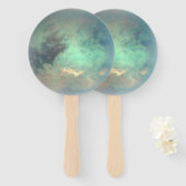 惑星サターンのムーンタイタン ハンドファン (正面&裏面)