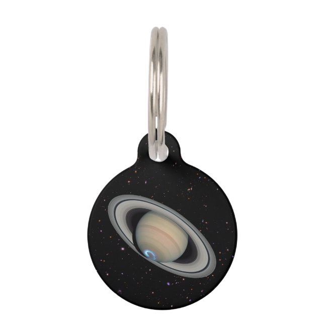 惑星サターン星空 ペット　ネームタグ (正面)