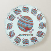 惑星ジュピターおよび月のカラフルな宇宙のギーク ラウンドクッション (裏面)