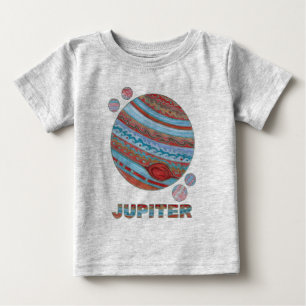 惑星ジュピターと衛星宇宙ギークファッション ベビーTシャツ