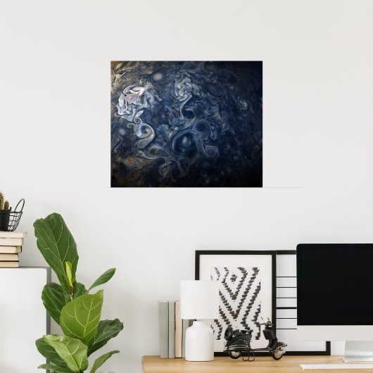 惑星ジュピターブルーホワイトジュノカムスワーリング ポスター (ホームオフィス)
