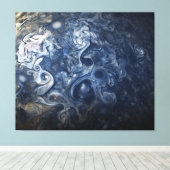 惑星ジュピターJunoカムの渦巻く青い雲 キャンバスプリント (インサイチュ (ウッドフロア))