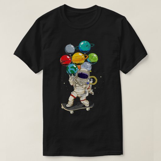 惑星スケーおもしろいタボードコスモナウ宇宙宇宙飛行士 Tシャツ (デザイン正面)