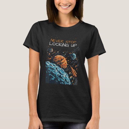 惑星ストップ天文学を調べない Tシャツ (正面)