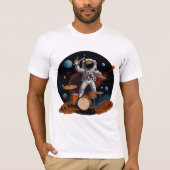 惑星ドラムでドラムセットを演奏するドラマー Tシャツ (正面)