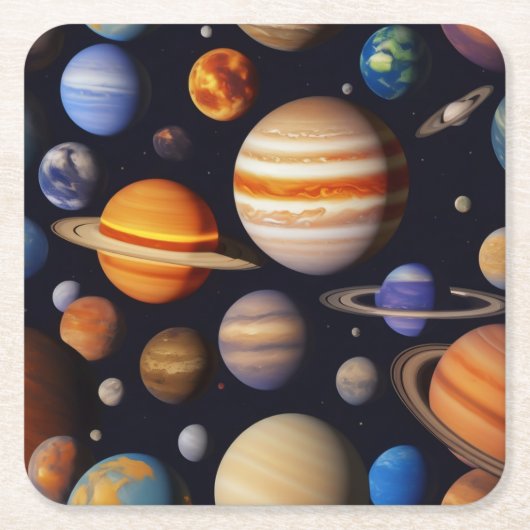 惑星パターン スクエアペーパーコースター (正面)