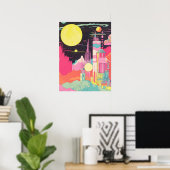 惑星パノラマ：活気ある街と宇宙の融合 ポスター (ホームオフィス)