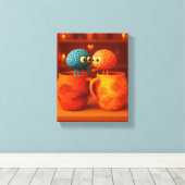 惑星マグカップに立っている愛の小さな脳: キャンバスプリント (インサイチュ (ウッドフロア))