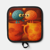 惑星マグカップに立っている愛の小さな脳： 鍋敷き (正面)