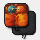 惑星マグカップに立っている愛の小さな脳： 鍋敷き (正面/裏面)