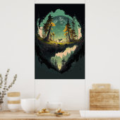 惑星モダン背景Pを持つクレーター風景 ポスター (キッチン)