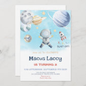 惑星ロケット船 – 宇宙誕生日 招待状 (正面/裏面)