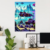 惑星上に基地を作るエイリアン | AIアートポスター ポスター (ホームオフィス)