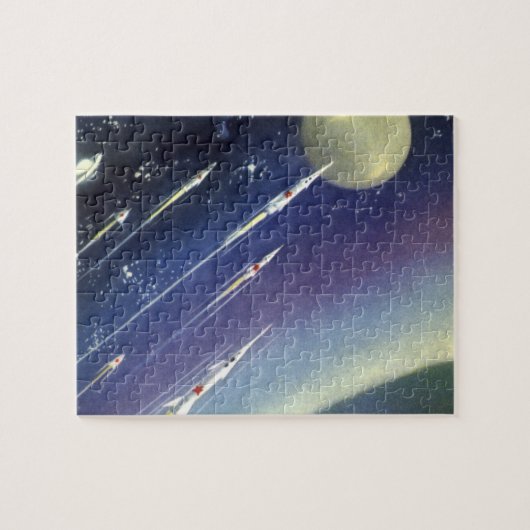 惑星上の宇宙におけるヴィンテージ サイエンス フィクション ロケット, ジグソーパズル (横)