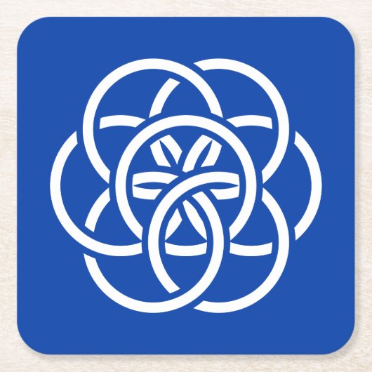 惑星国際的地球の国旗 スクエアペーパーコースター (正面)