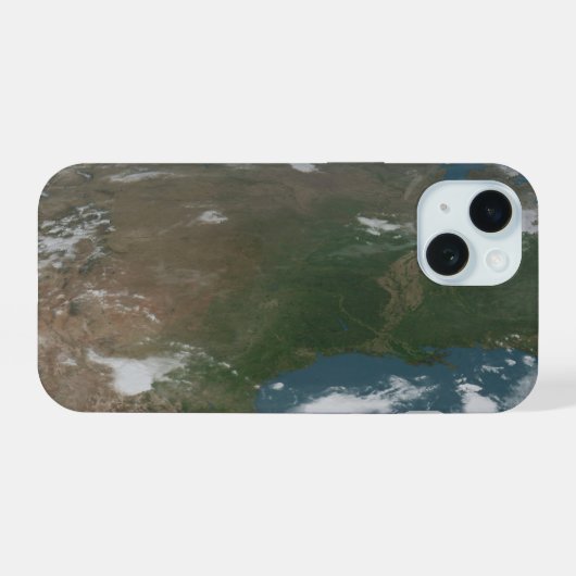 惑星地球とアメリカ合衆国のパノラマ2 iPhone 15ケース (裏面横)