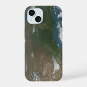 惑星地球とアメリカ合衆国のパノラマ2 iPhone 15ケース (裏面)