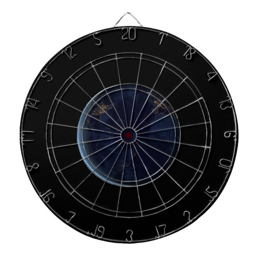 惑星地球のナイトライト(西半球) ダーツボード (正面)