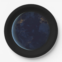 惑星地球のナイトライト（西半球） ペーパープレート