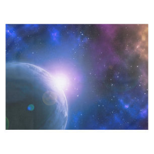惑星地球の太陽が宇宙空間に描かれるアート テーブルクロス