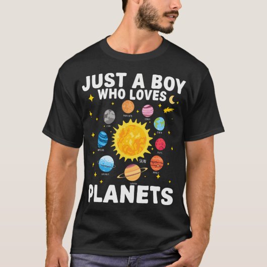 惑星大好き少年 惑星 太陽系 スペース ル Tシャツ (正面)