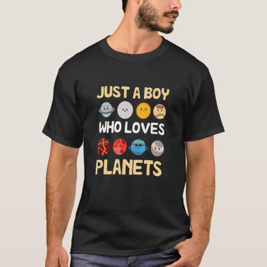 惑星天文学システムを愛する少年太陽のだ Tシャツ (正面)