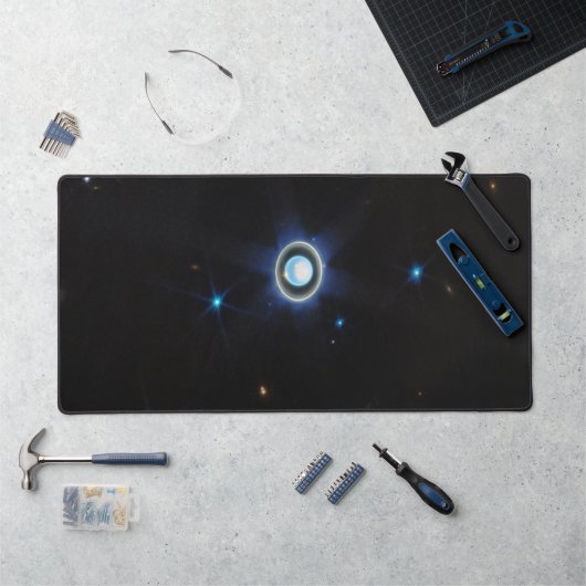 惑星天王星とリングや輪と月JWSTイメージ デスクマット (ワークステーション)