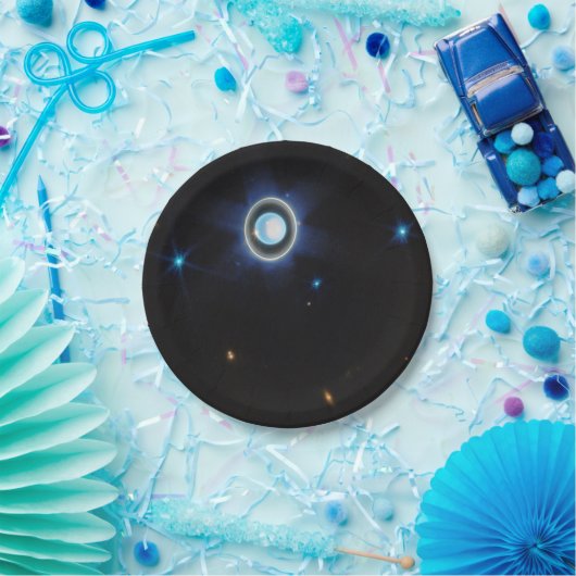 惑星天王星とリングや輪と月JWSTイメージ ペーパープレート (パーティー)