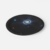 惑星天王星とリングや輪と月JWSTイメージ ペーパープレート (アングル)