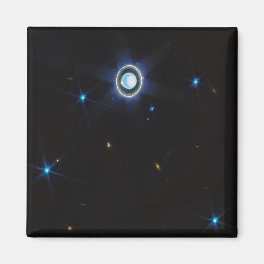 惑星天王星とリングや輪と月JWSTイメージ マグネット (正面)