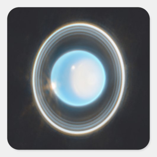 惑星天王星とリングや輪JWSTイメージ スクエアシール (正面)