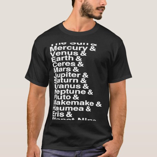 惑星太陽の主矮星と惑星Nのシステム一覧 Tシャツ (正面)