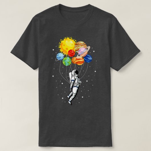 惑星太陽の系おもしろい宇宙宇宙飛行士バルーン Tシャツ (デザイン正面)
