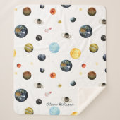 惑星太陽の系パーソナライズされたベビー シェルパブランケット (正面)