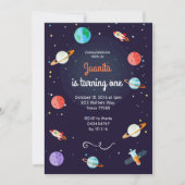 惑星宇宙太陽の系惑星誕生日 招待状 (正面)
