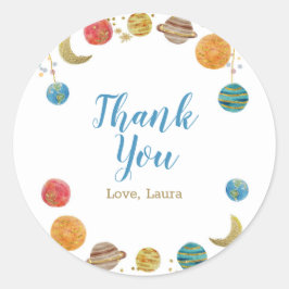 惑星宇宙宇宙ベビーシャワー金ゴールドグリッター ラウンドシール