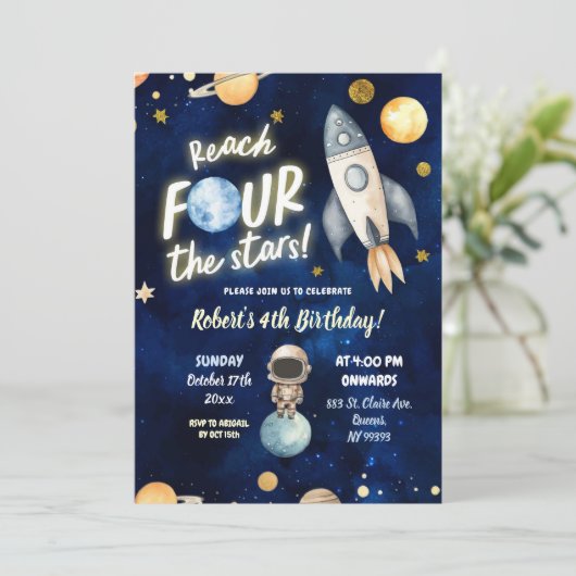惑星宇宙少年が4つ星に達する4番目の誕生日 招待状 (スタンド正面)