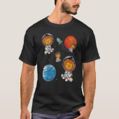 惑星宇宙旅行ロケットアフリカ動物宇宙飛行士 Tシャツ (正面)
