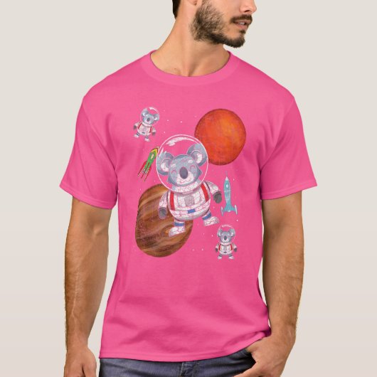 惑星宇宙旅行ロケットオーストラリア動物愛玩動物界 Tシャツ (正面)