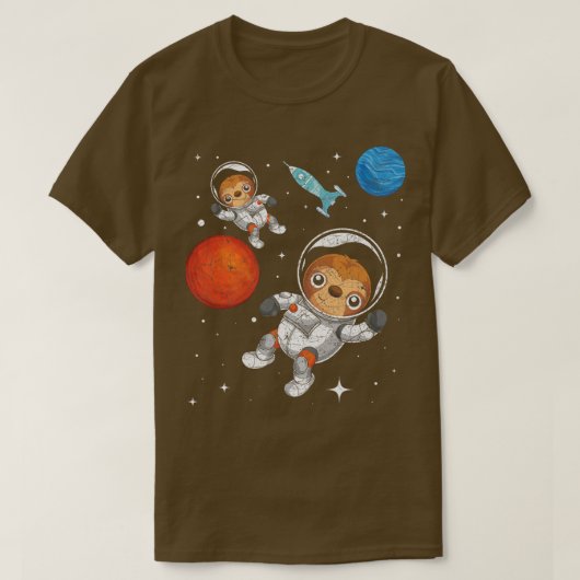 惑星宇宙旅行ロケット動物宇宙飛行士Sl Tシャツ (デザイン正面)