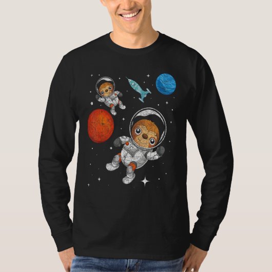 惑星宇宙旅行ロケット動物宇宙飛行士Sl Tシャツ (正面)