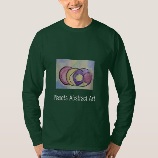惑星抽象芸術アート長袖Tシャツ Tシャツ (正面)