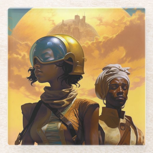 惑星探査機、未来的なSF ガラスコースター (正面)