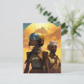 惑星探査機、未来的なSF ポストカード (スタンド正面)