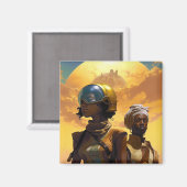 惑星探査機、未来的なSF マグネット (正面/裏面)