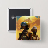 惑星探査機、未来的なSF 缶バッジ (正面&裏面)